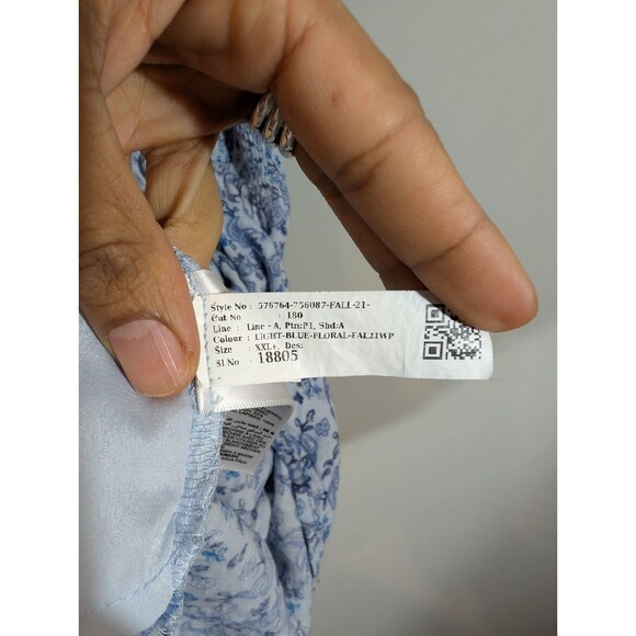 Old Navy Womens Blue Floral Smocked Peasant Dress 2X Fairy Cottagecore Prairie - Picture 9 of 11